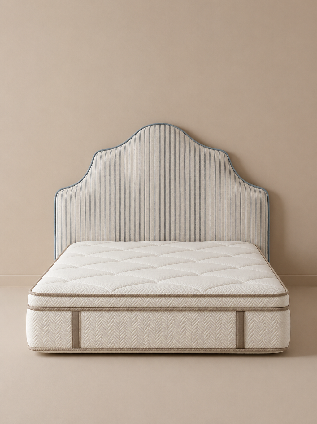 Cabecero doble tapizado rayas Pía / Cama 150 cm